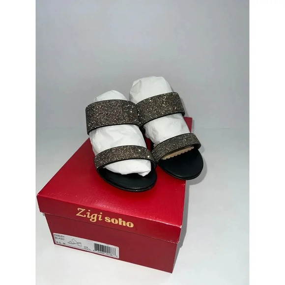 Zigi Soho ceeley black sandal heels rhinestone jeweled slides size 6.5 - Picture 6 of 9